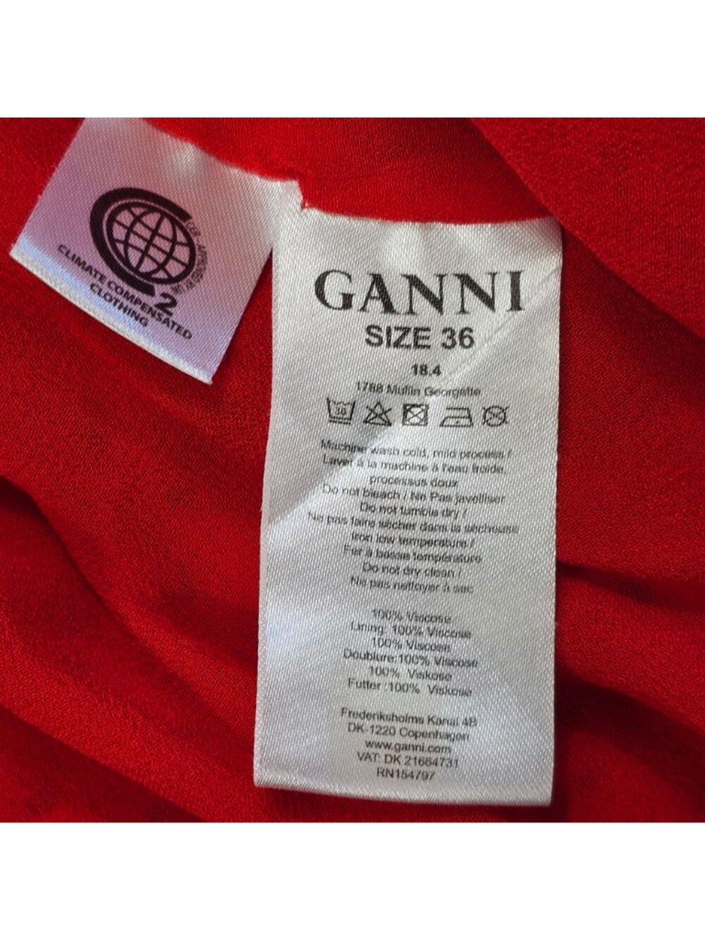 Ganni Mullin Georgette Red Polka Dot Wrap Dress Size 36 Small Chiffon - Picture 5 of 7